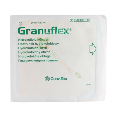 ГРАНУФЛЕКС ХИДРОКОЛОИДНА ПРЕВРЪЗКА 20 см / 20 см 1 брой / CONVATEC GRANUFLEX HYDROCOLLOIDS DRESSING