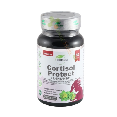 ГРЕВИЯ КОРТИЗОЛ ПРОТЕКТ + L-ТЕАНИН капсули 60 броя / GREWIA CORTISOL PROTECT + L-THEANINE