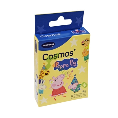 ХАРТМАН КОСМОС ВОДОУСТОЙЧИВИ ПЛАСТИРИ ЗА ДЕЦА ПЕПА ПИГ 3 размера 12 броя / HARTMANN COSMOS KIDS WATERPROOF PEPPA PIG PLASTERS 3 sizes