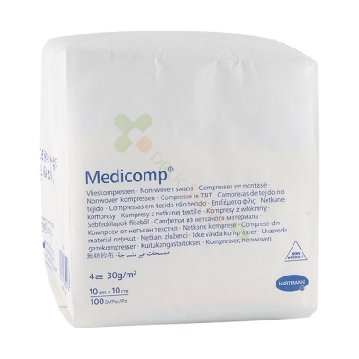 ХАРТМАН НЕСТЕРИЛНИ КОМПРЕСИ МЕДИКОМП 10 см х 10 см 100 броя / HARTMANN MEDICOMP NON-WOVEN SWABS