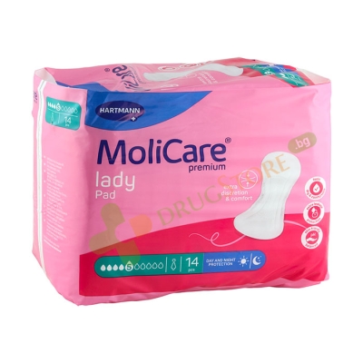 МОЛИКЕЪР ПРЕМИУМ ПЕЛЕНИ ЗА ВЪЗРАСТНИ - ЖЕНИ - 5 КАПКИ 14 броя / MOLICARE / MOLIMED PREMIUM FOR WOMEN LADY PADS 5 DROPS