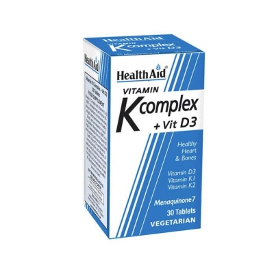 ВИТАМИН K КОМПЛЕКС + ВИТАМИН D3 таблетки 30 броя / HEALTH AID VITAMIN K COMPLEX + VITAMIN D3