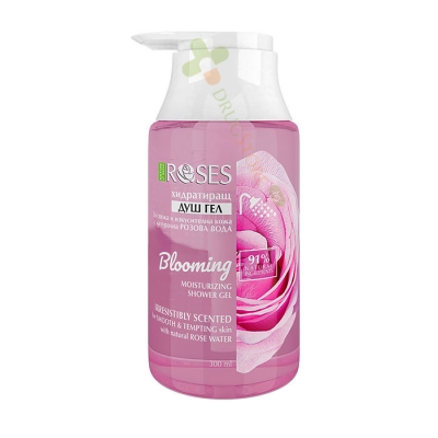 ХИДРАТИРАЩ ДУШ ГЕЛ С ПОМПА ROSES БЛУМИНГ С РОЗОВА ВОДА 300 мл / NATURE OF AGIVA ROSES BLOOMING MOISTURIZING SHOWER GEL WITH PUMP