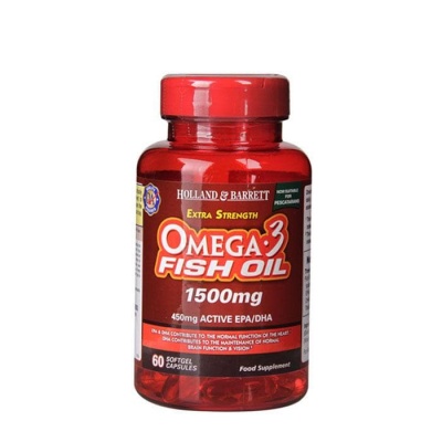 ОМЕГА - 3 КОНЦЕНТРИРАНО РИБЕНО МАСЛО капсули 1500 мг. 60 броя / HOLLAND BARRETT OMEGA - 3 FISH OIL