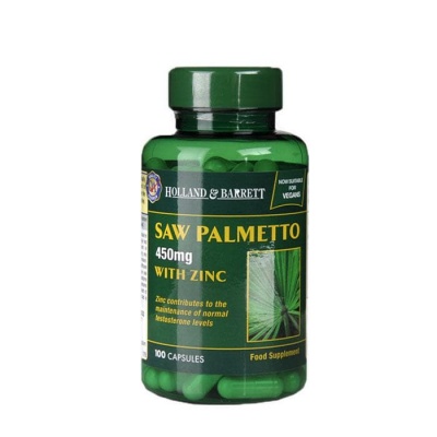 САО ПАЛМЕТО И ЦИНК капсули 450 мг. 100 броя / HOLLAND BARRETT SAW PALMETTO WITH ZINC