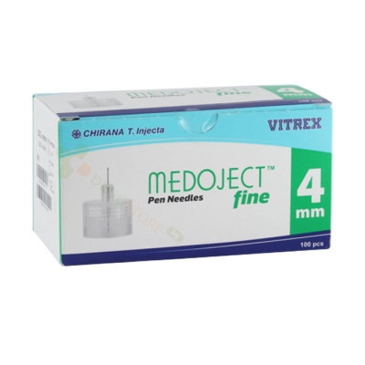 ИГЛИ ЗА ИНСУЛИНОВИ ПИСАЛКИ MEDOJECT FINE 33G 4 мм 100 броя / MEDOJECT FINE PEN NEEDLES 33G 4 mm