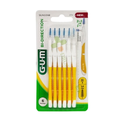 ИНТЕРДЕНТАЛНА ЧЕТКА ЗА ЗЪБИ ГЪМ TRAV-LER 1.4 мм /ЖЪЛТИ / 6 броя / GUM BI-DIRECTION INTERDENTAL BRUSH YELLOW 1.4 mm