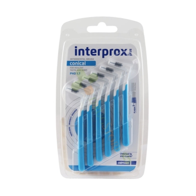 ИНТЕРДЕНТАЛНА ЧЕТКА ЗА ЗЪБИ ИНТЕРПРОКС ПЛЮС КОНИКЪЛ 1.7 мм 6роя / DENTAID INTERDENTAL TOOTHBRUSH INTERPROX PLUS CONICAL 1.7 mm