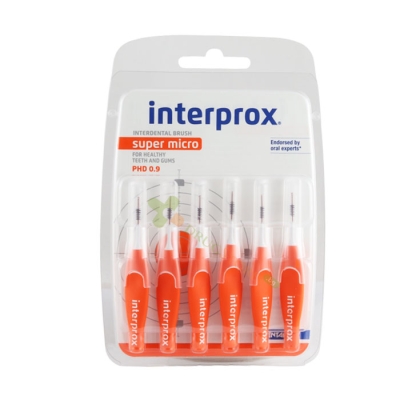 ИНТЕРДЕНТАЛНА ЧЕТКА ЗА ЗЪБИ ИНТЕРПРОКС 0.9 СУПЕР МИКРО 6 броя / DENTAID INTERPROX SUPER MICRO INTERDENTAL TOOTHBRUSH 0,9 