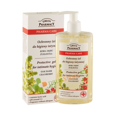  ИНТИМЕН ГЕЛ С ДЪБОВА КОРА И ЧЕРВЕНА БОРОВИНКА 300 мл / GREEN PHARMACY PROTECTIVE GEL FOR INTIMATE HYGIENE WITH LACTIC ACID, OAK BARK AND CRANBERRY 