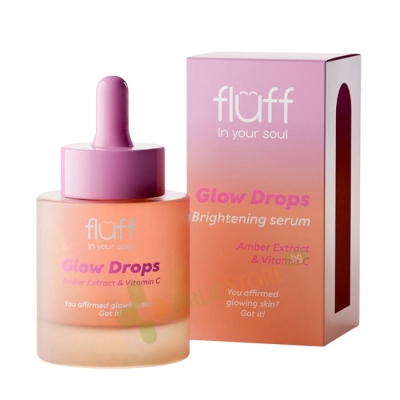 ИЗСВЕТЛЯВАЩ СЕРУМ ЗА ЛИЦЕ С ЕКСТРАКТ ОТ КЕХЛИБАР И ВИТАМИН C 30 мл / FLUFF SERUM GLOW DROPS WITH AMBER EXTRACT AND VITAMIN C 