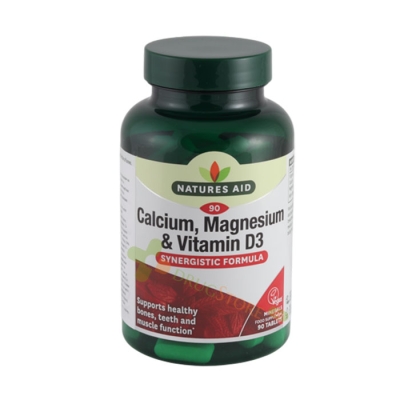 КАЛЦИЙ, МАГНЕЗИЙ И ВИТАМИН D3 таблетки 90 броя / NATURES AID CALCIUM, MAGNESIUM & VITAMIN D3
