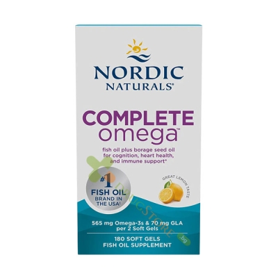 КЪМПЛИЙТ ОМЕГА + МАСЛО ОТ ПОРЕЧ капсули 180 броя / NORDIC NATURALS COMPLETE OMEGA + BORGE OIL 