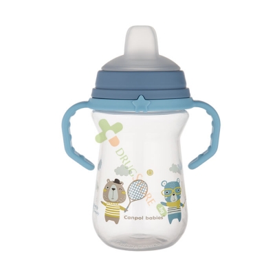 КАНПОЛ ЧАША СЪС СЛАМКА BONJOUR PARIS СИНЯ 250 мл / CANPOL BABIES CUP WITH SILICONE SPOUT BONJOUR PARIS BLUE 250 ml