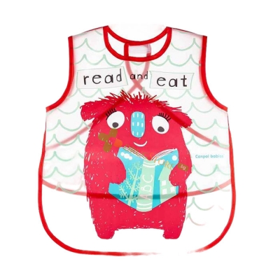 КАНПОЛ НЕПРОМОКАЕМ ЛИГАВНИК MONSTER ЧЕРВЕН / CANPOL BABIES BIB WITH POCKET MONSTER RED