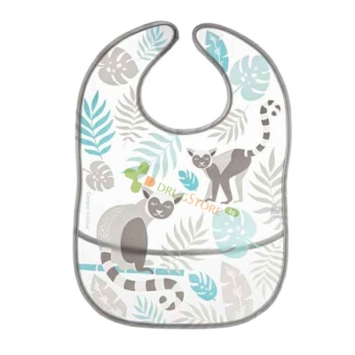 КАНПОЛ НЕПРОМОКАЕМ ЛИГАВНИК С ДЖОБ JUNGLE СИВ / CANPOL BABIES BIB WITH POCKET JUNGLE GREY