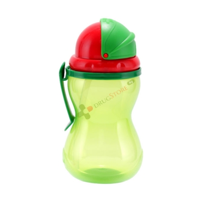 КАНПОЛ ПРЕХОДНО НЕТЕЧАЩО ШИШЕ С МЕКА СЛАМКА ЗЕЛЕНО 12 м+ 370 мл / CANPOL BABIES SPORT CUP WITH FLIP-TOP STRAW GREEN 12 m+