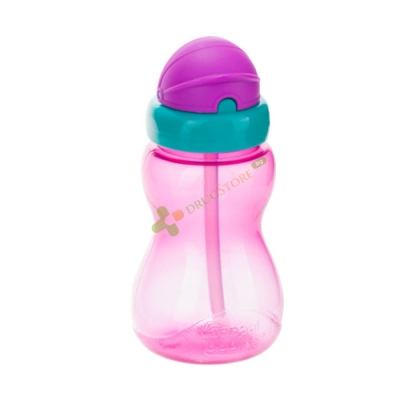 КАНПОЛ ПРЕХОДНО ШИШЕ С МЕКА СЛАМКА И КАПАЧЕ РОЗОВО 12 м+ 270 мл / CANPOL BABIES SPORT CUP WITH FLIP-TOP STRAW PINK 12 m+