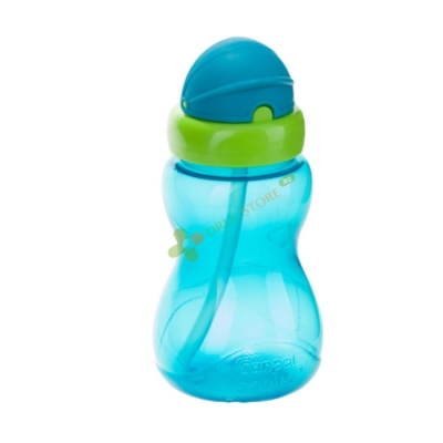 КАНПОЛ ПРЕХОДНО ШИШЕ С МЕКА СЛАМКА И КАПАЧЕ СИНЬО 12 м+ 270 мл / CANPOL BABIES SPORT CUP WITH FLIP-TOP STRAW BLUE 12 m+