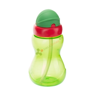 КАНПОЛ ПРЕХОДНО ШИШЕ С МЕКА СЛАМКА И КАПАЧЕ ЗЕЛЕНО 12 м+ 270 мл / CANPOL BABIES SPORT CUP WITH FLIP-TOP STRAW GREEN 12 m+ 