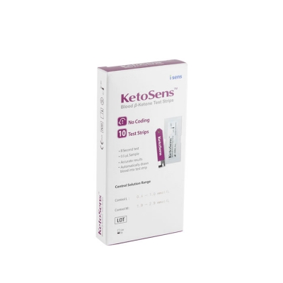 ТЕСТ ЛЕНТИ ЗА КЕЪРСЕНС DUAL ЗА ИЗМЕРВАНЕ НА КЕТОНИ 10 броя / I-SENS KETOSENSE BLOOD BETA-KETONE TEST STRIPS FOR CARESENS DUAL