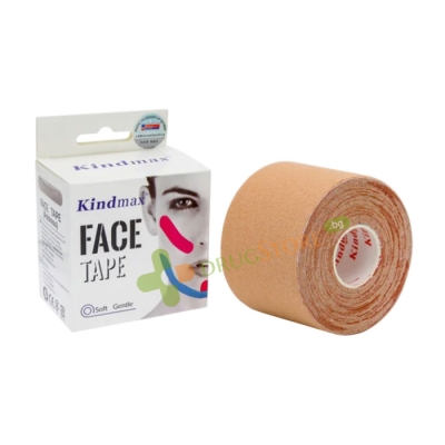 КИНДМАКС КИНЕЗИО ЛЕНТА ЗА ЛИЦЕ БЕЖОВ 5 см / 5 м / KINDMAX FACE TAPE BEIGE 5 cm / 5 m