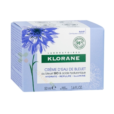 КЛОРАН АКВА КРЕМ ЗА ЛИЦЕ ОРГАНИЧНА СИНЯ МЕТЛИЧИНА 50 мл / KLORANE CORNFLOWER WATER CREAM WITH ORGANIC CORNFLOWER & HUALURONIC ACID 