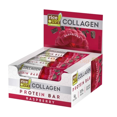 КОЛАГЕНОВ ПРОТЕИНОВ БАР МАЛИНА 50 г 12 броя / RICE UP! COLLAGEN PROTEIN BAR RASPBERRY 50 g 