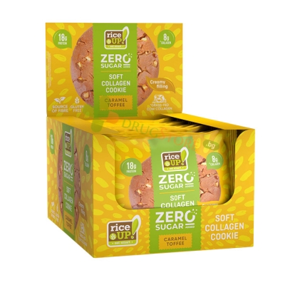 КОЛАГЕНОВО КУКИ БЕЗ ДОБАВЕНА ЗАХАР КАРАМЕЛ ТОФИ 60 г 12 броя / RICEUP! SOFT COLLAGEN COOKIE CARAMEL TOFFEE 60 g 