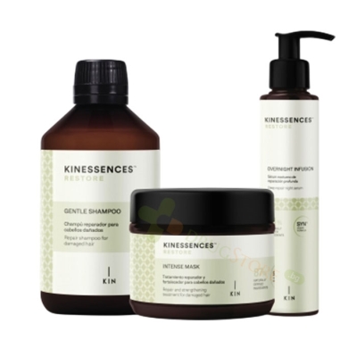 КОМПЛЕКТ KINESSENCES RESTORE ШАМПОАН 300 мл+МАСКА 200 мл+НОЩНА ИНФУЗИЯ 150 мл / KIN COSMETICS KINESSENCES RESTORE KIT SHAMPOO+HAIR MASK+OVERNIGHT INFUSION