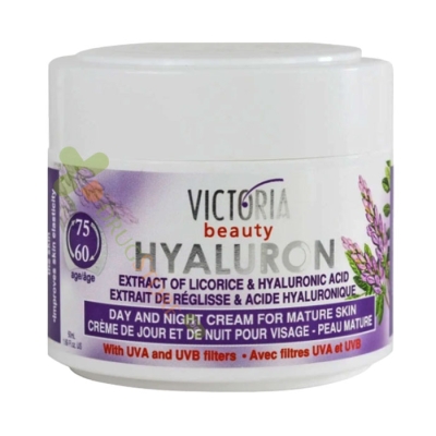 КРЕМ ЗА ЛИЦЕ ПРОТИВ БРЪЧКИ С ХИАЛУРОНОВА КИСЕЛИНА 60 - 75 години 50 мл / VICTORIA BEAUTY HYALURON DAY AND NIGHT FACE CREAM FOR MATURE SKIN 60 - 75