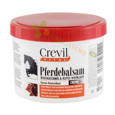 КРЕВИЛ КРЕМ С КОНСКИ КЕСТЕН И ЧЕРВЕНИ ЛОЗОВИ ЛИСТА 500 мл / CREVIL VITAL PFERDEBALSAM ROSSKASTANIE & ROTES WEINLAUB CREME 