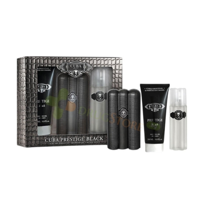 КУБА КОМПЛЕКТ PRESTIGE BLACK ТОАЛЕТНА ВОДА 90 мл+АФТЪРШЕЙВ 100 мл+ДУШ ГЕЛ 200 мл ЗА МЪЖЕ / CUBA SET PRESTIGE BLACK EAU DE TOILETTE+AFTERSHAVE+SHOWER GEL 