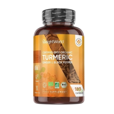  КУРКУМА С ЖИНДЖИФИЛ И ЧЕРЕН ПИПЕР капсули 365 броя / WEIGHT WORLD ORGANIC TURMERIC WITH GINFER & BLACK PEPPER 