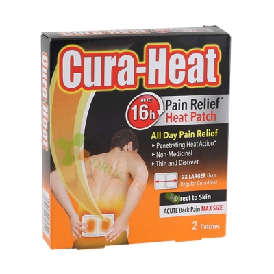 КЮРА ХИЙТ ПЛАСТИР ПРИ БОЛКИ В ГЪРБА МАКСИ 2 броя / CURA HEAT DIRECT TO SKIN ACUTE BACK PAIN
