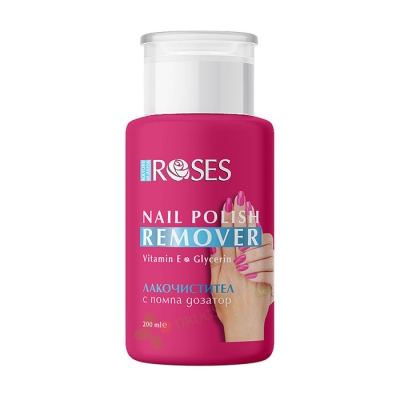 ЛАКОЧИСТИТЕЛ С ПОМПА ДОЗАТОР ROSES 200 мл / NATURE OF AGIVA ROSES NAIL POLISH REMOVER WITH PUMP DISPENSER
