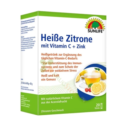 ЛИМОН, ВИТАМИН C И ЦИНК саше 20 броя / SUNLIFE LEMON, VITAMIN C AND ZINC sachet 