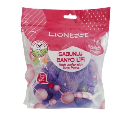 ЛИОНЕС ГЪБА  С КОЛАГЕНОВИ ПЕРЛИ / LIONESSE BATH LOOFAH WITH SOAP PEARLS