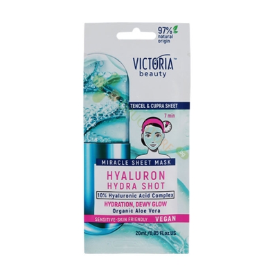 ЛИСТ МАСКА ЗА ЛИЦЕ ХИАЛУРОН ХИДРА ШОТ С АЛОЕ ВЕРА 20 мл / VICTORIA BEAUTY MIRACLE SHEET MASK HYALURON HYDRA SHOT 