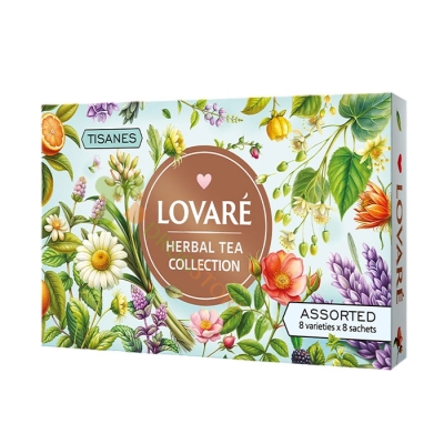 ЛОВАРЕ ЧАЙ АСОРТИ HERBAL COLLECTION филтър 8 вида х 8 броя / LOVARE HERBAL COLLECTION TEA ASSORTED tea bags 8 х 8