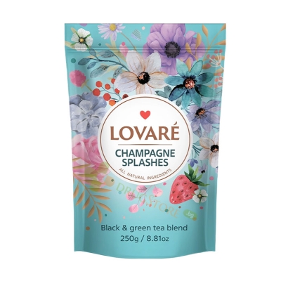 ЛОВАРЕ ЧАЙ CHAMPAGNE SPLASHES 250 г + филтър 50 броя / LOVARE CHAMPAGNE SPLASHES LOOSE TEA DOYPACK 250 g+tea bags 50