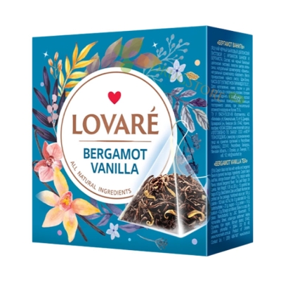 ЛОВАРЕ ЧАЙ В ПИРАМИДА BERGAMOT VANILLA филтър 15 броя / LOVARE  BERGAMOT VANILLA tea bags