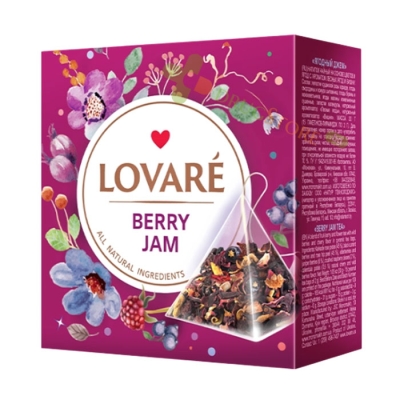 ЛОВАРЕ ЧАЙ В ПИРАМИДА BERRY JAM филтър 15 броя / LOVARE BERRY JAM tea bags