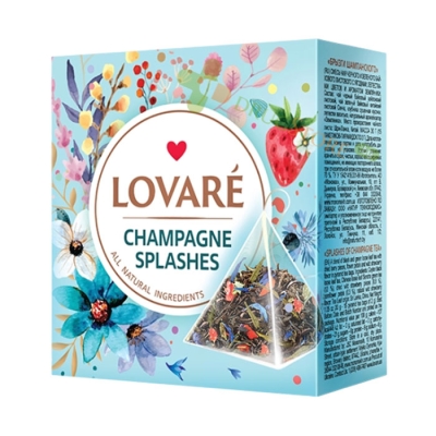 ЛОВАРЕ ЧАЙ В ПИРАМИДА CHAMPAGNE SPLASHES филтър 15 броя / LOVARE CHAMPAGNE SPLASHES tea bags