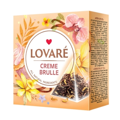 ЛОВАРЕ ЧАЙ В ПИРАМИДА CREME BRULLE филтър 15 броя / LOVARE CREME BRULLE tea bags