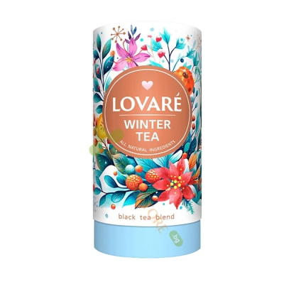 ЛОВАРЕ ЧАЙ В ТУБА WINTER С РАЙСКА ЯБЪЛКА, ШАФРАН И ПЪПЕШ 80 г + филтър 15 броя / LOVARE WINTER TEA 80 g +tea bags 15 