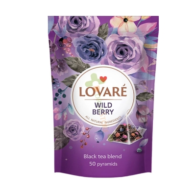 ЛОВАРЕ ЧАЙ WILD BERRY филтър пирамида 50 броя / LOVARE TEA WILD BERRY tea bags pyramids 