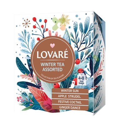 ЛОВАРЕ ЧАЙ WINTER GINGER ASSORTED филтър 4 вида х 8 броя / LOVARE WINTER GIGNGER TEA ASSORTED tea bags 4 х 8