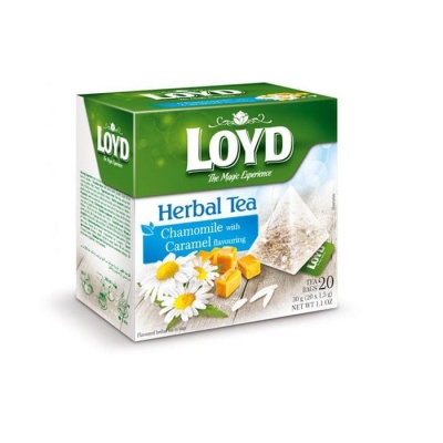 БИЛКОВ ЧАЙ ОТ ЛАЙКА И АРОМАТ НА КАРАМЕЛ филтър 20 бр. / LOYD HERBAL TEA CHAMOMILE WITH CARAMEL FLAVOURING