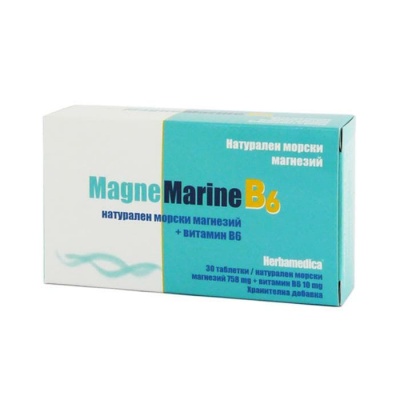 МАГНЕ МАРИН МАГНЕЗИЙ + Б6 таблетки 30 броя / MAGNE MARINE MAGNESIUM AND VITAMIN B6